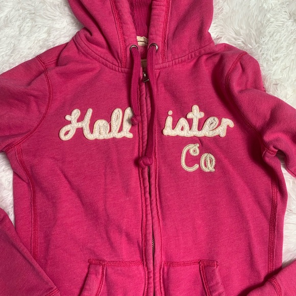 Hollister Full Zip Pink Hoodie Size Medium - Picture 2 of 5
